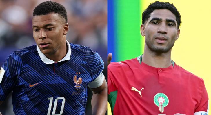 قائد فرنسا كيليان مبابي وقائد المغرب أشرف حكيمي