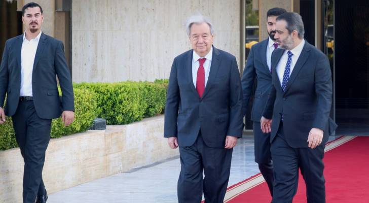 وزير الخارجية السوري حسن الشيباني والأمين العام للأمم المتحدة أنطونيو غوتيريش
