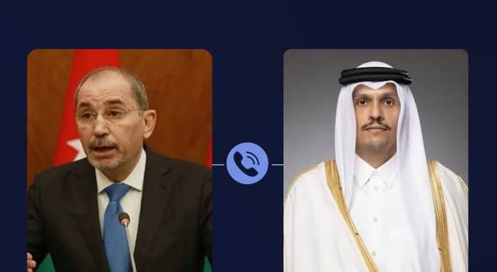 وزير الخارجية وشؤون المغتربين أيمن الصفدي و وزير الخارجية القطري الشيخ محمد بن عبد الرحمن آل ثاني