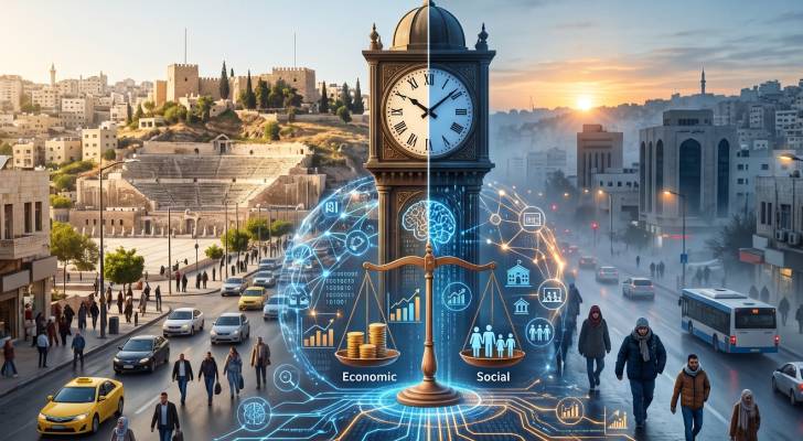 صورة مولدة بالذكاء الإصطناعي لساعة في العاصمة عمان