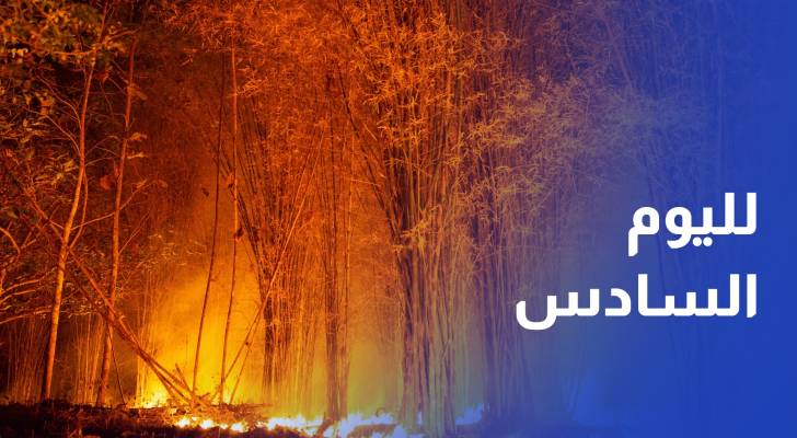 لليوم السادس مواصلة جهود إخماد حرائق الغابات