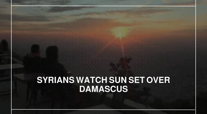 Syrians watch sun set over Damascus from Mount Qasioun