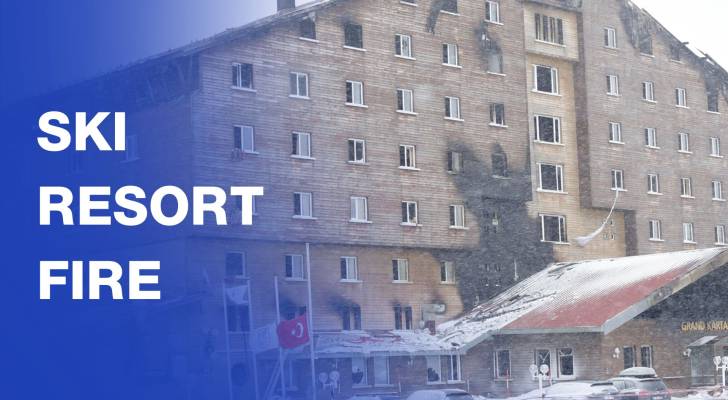 Firefighters battle massive fire at ski resort hotel in Turkey