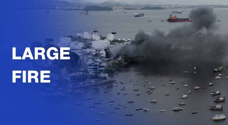 Large fire at oil factory in Rio de Janeiro