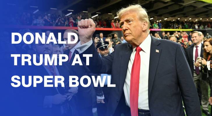 Donald Trump attends the Super Bowl in New Orleans