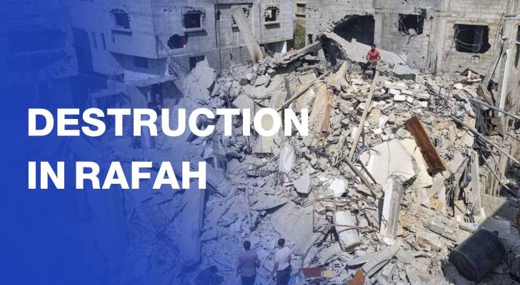 Rubble and destruction in Rafah, southern Gaza