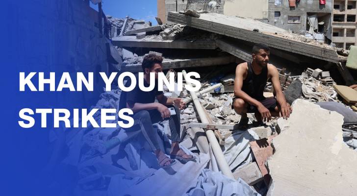 Intense firefighting at scene of “Israeli” strike on Gaza’s Khan Younis