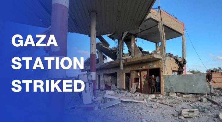 Aftermath of “Israeli” airstrike on petrol station in central Gaza