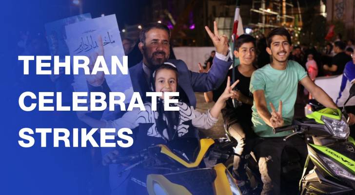 People in Tehran celebrate after Iran launched missiles at “Israel” in retaliation