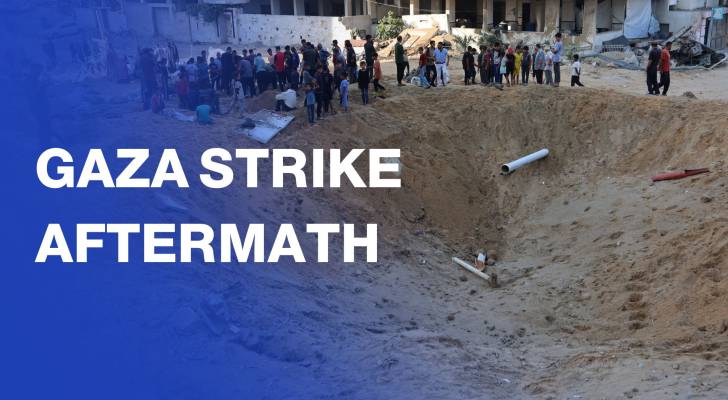 Aftermath of “Israeli” airstrike on Gaza City