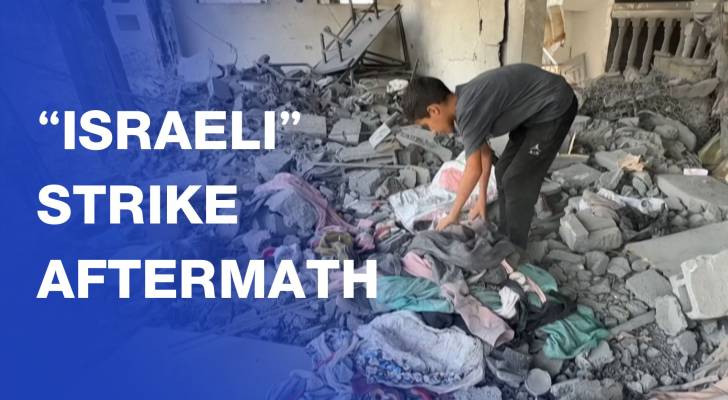 Aftermath of “Israeli” night strike in central Gaza