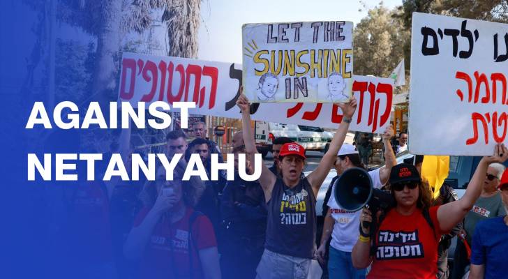 Protest outside kibbutz Nir Oz ahead of Netanyahu’s visit