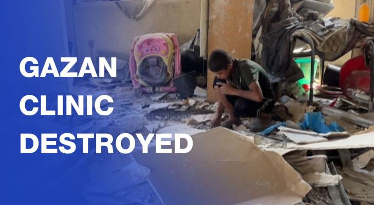 Aftermath of “Israeli” strike on clinic housing displaced Gazans
