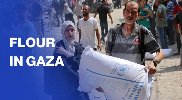 Palestinians distribute flour after aid trucks intercepted in northern Gaza