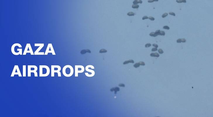 Several aid airdrop operations carried out over central Gaza