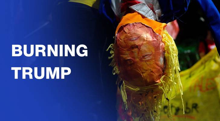 Protesters in Rio burn Trump effigy, US flag as tariffs spark anger