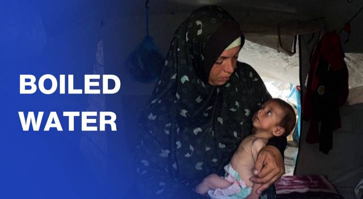 Gaza mother says feeds child boiled water amid dire shortages