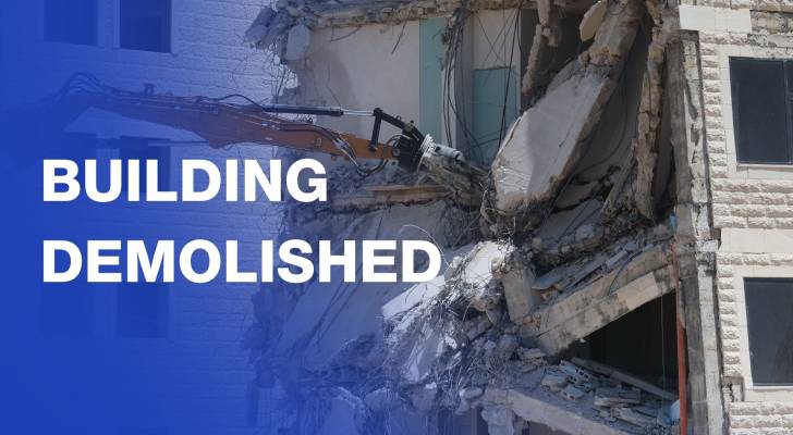 “Israeli” excavator tears down building in the West Bank