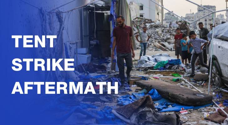 Aftermath of deadly “Israeli” strike on journalists' tent in Gaza