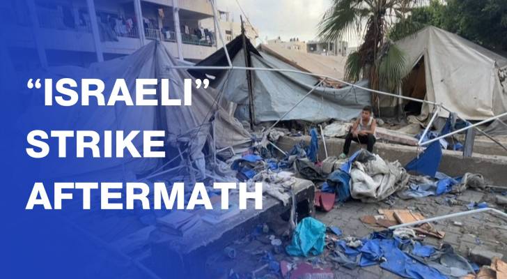 Aftermath of “Israeli” strike on a Gaza school