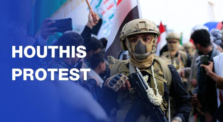 Houthi supporters protest against “Israeli” strikes on Sanaa
