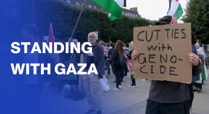 Pro-Palestinian demonstration staged outside EU foreign ministers meeting