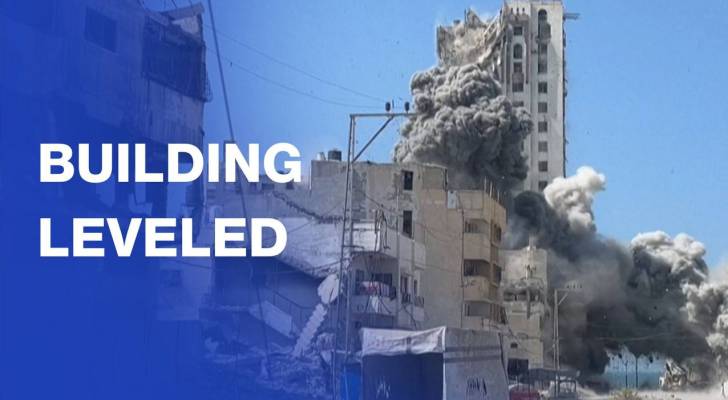 Moment ‘Israeli’ strike levels a high-rise in western Gaza City