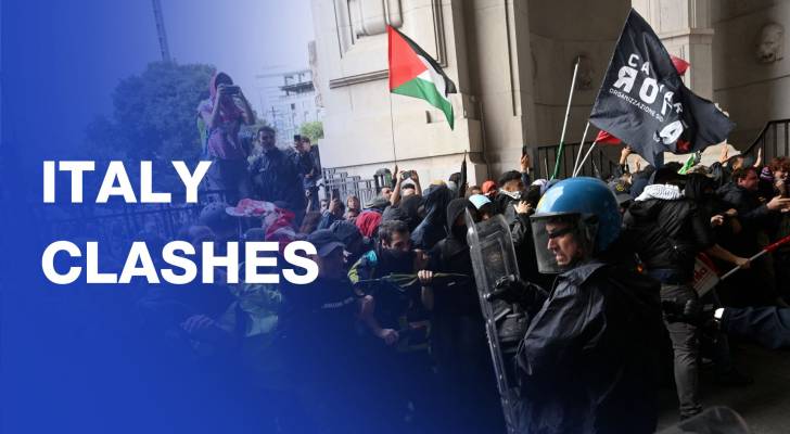 Clashes erupt as tens of thousands join pro-Palestinian demonstrations in Italy