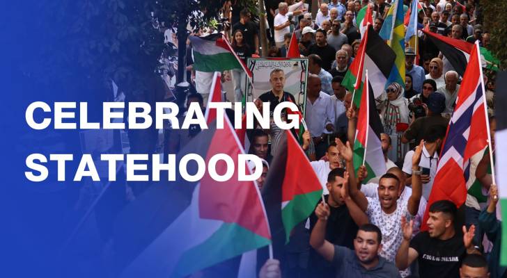 Palestinians celebrate recognition of statehood in the West Bank