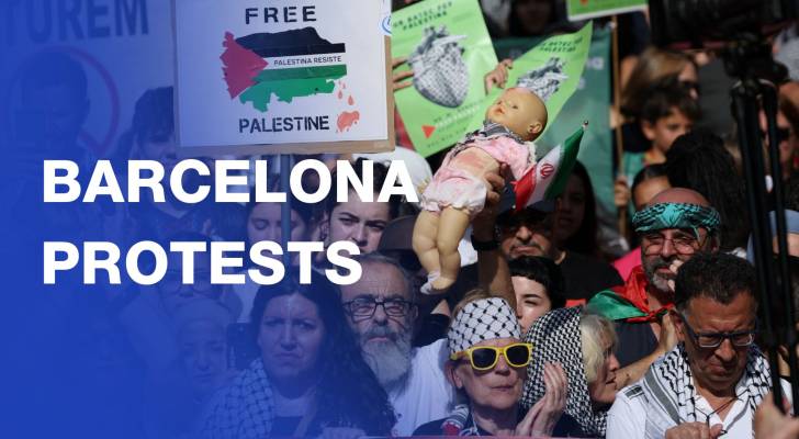 Tens of thousands join pro-Palestinian march in Barcelona