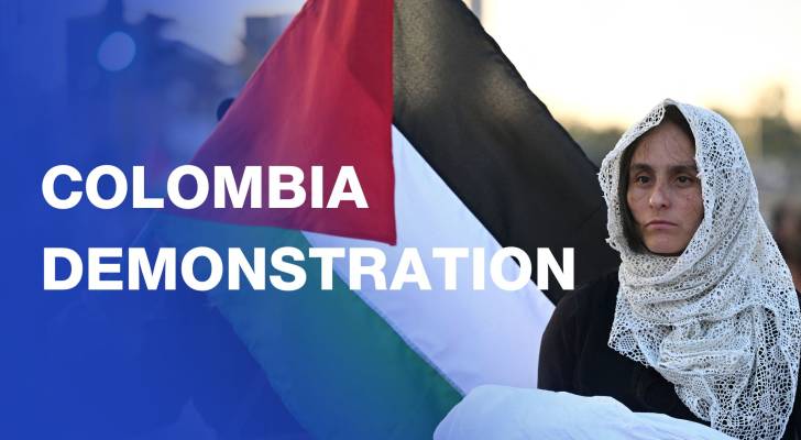 Footage of Colombian pro-Palestine march on October 7 anniversary