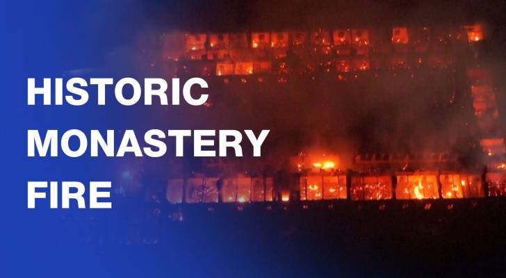 Fire rips through historic Bernaga Monastery in Italy