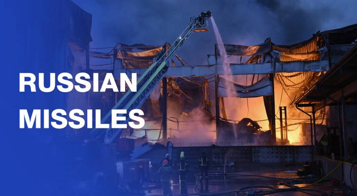 Ukrainian firefighters respond after overnight missile strike in Kyiv