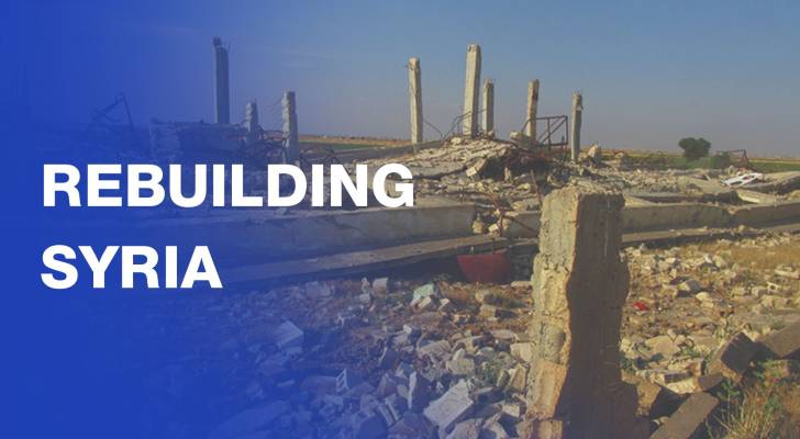 War rubble repurposed to make new bricks in northwestern Syria