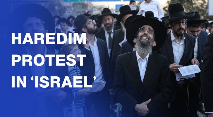 Ultra-Orthodox men flood Jerusalem streets to oppose army draft