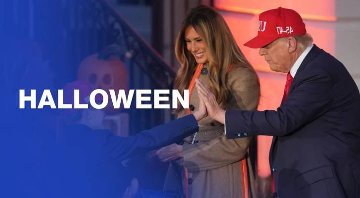 Trump, Melania hand out candy to children at White House Halloween event