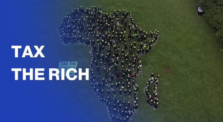 Greenpeace volunteers create giant human Africa map for wealth tax campaign