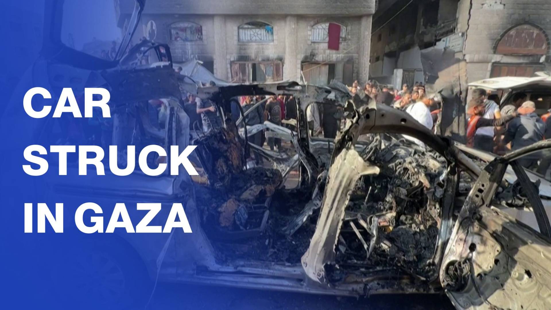 Palestinians inspect car hit by ‘Israeli’ strike on Gaza