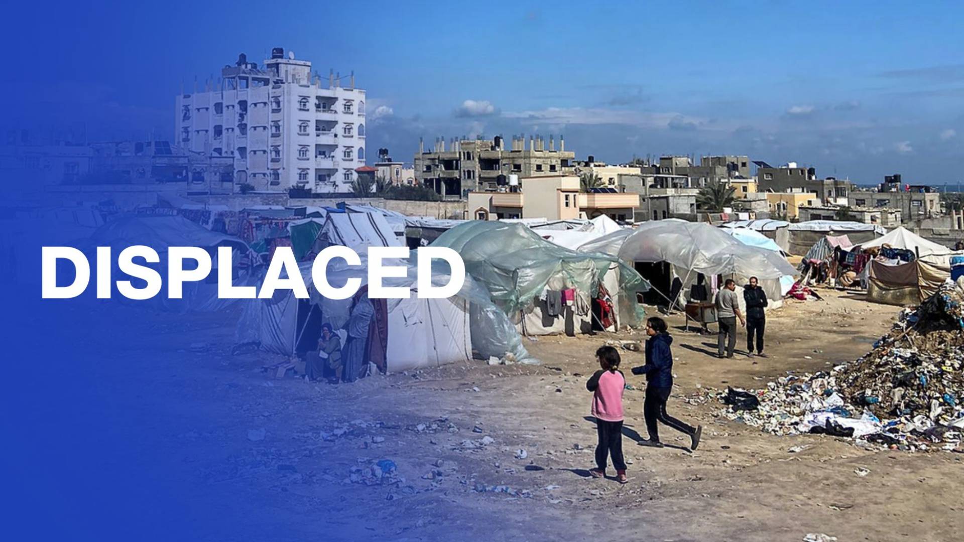Displaced Gazan family takes shelter in rusty trailer