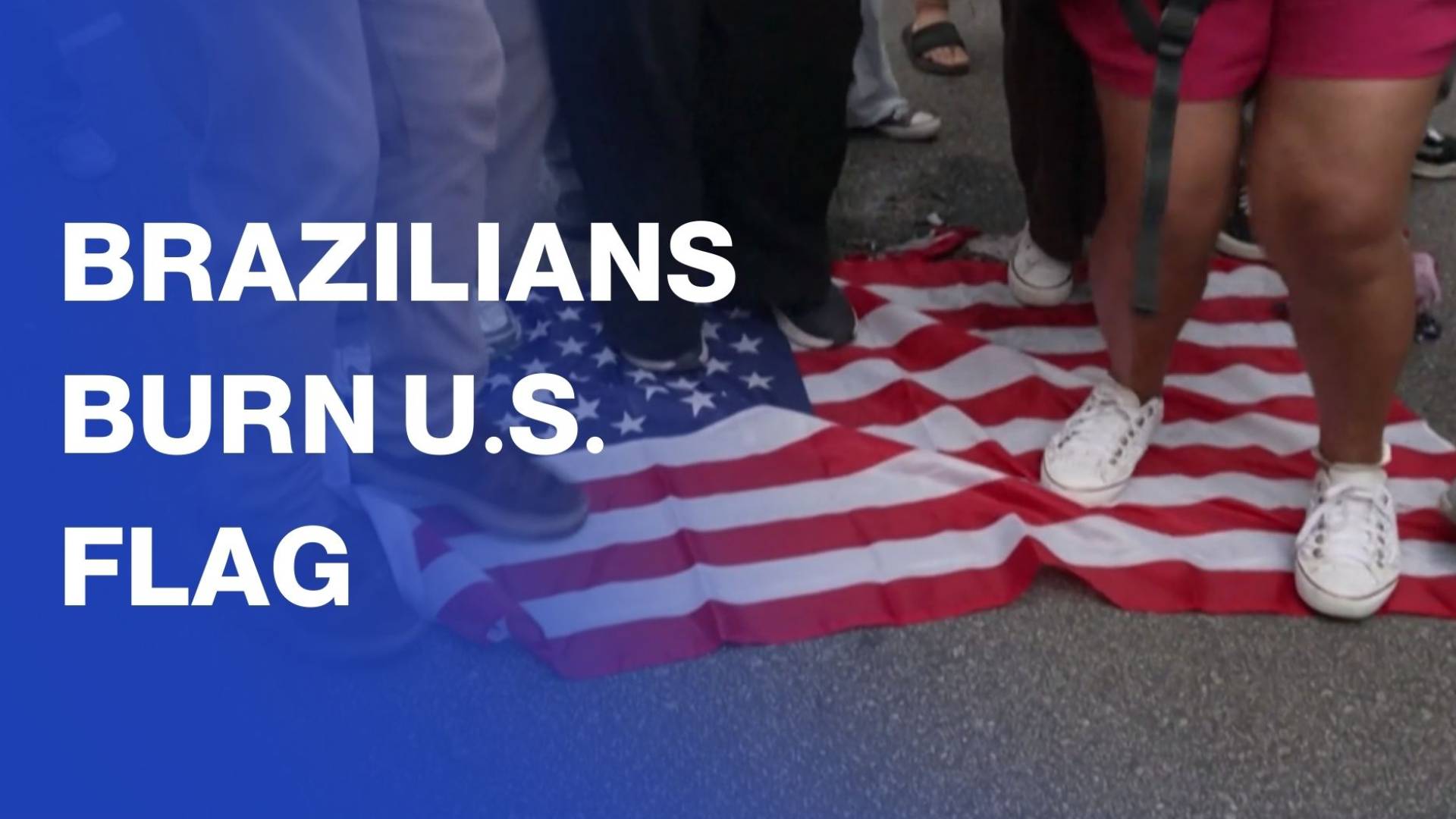 Brazilians burn US flags outside consulate to protest attack on Venezuela