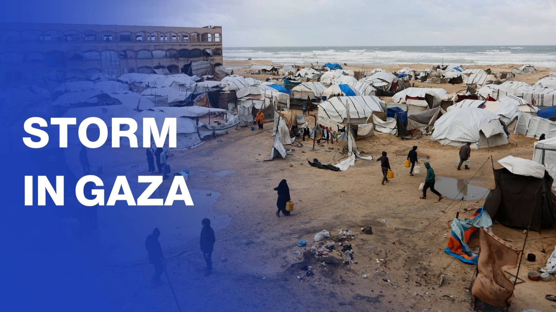 Gazans attempt to salvage belongings during storm