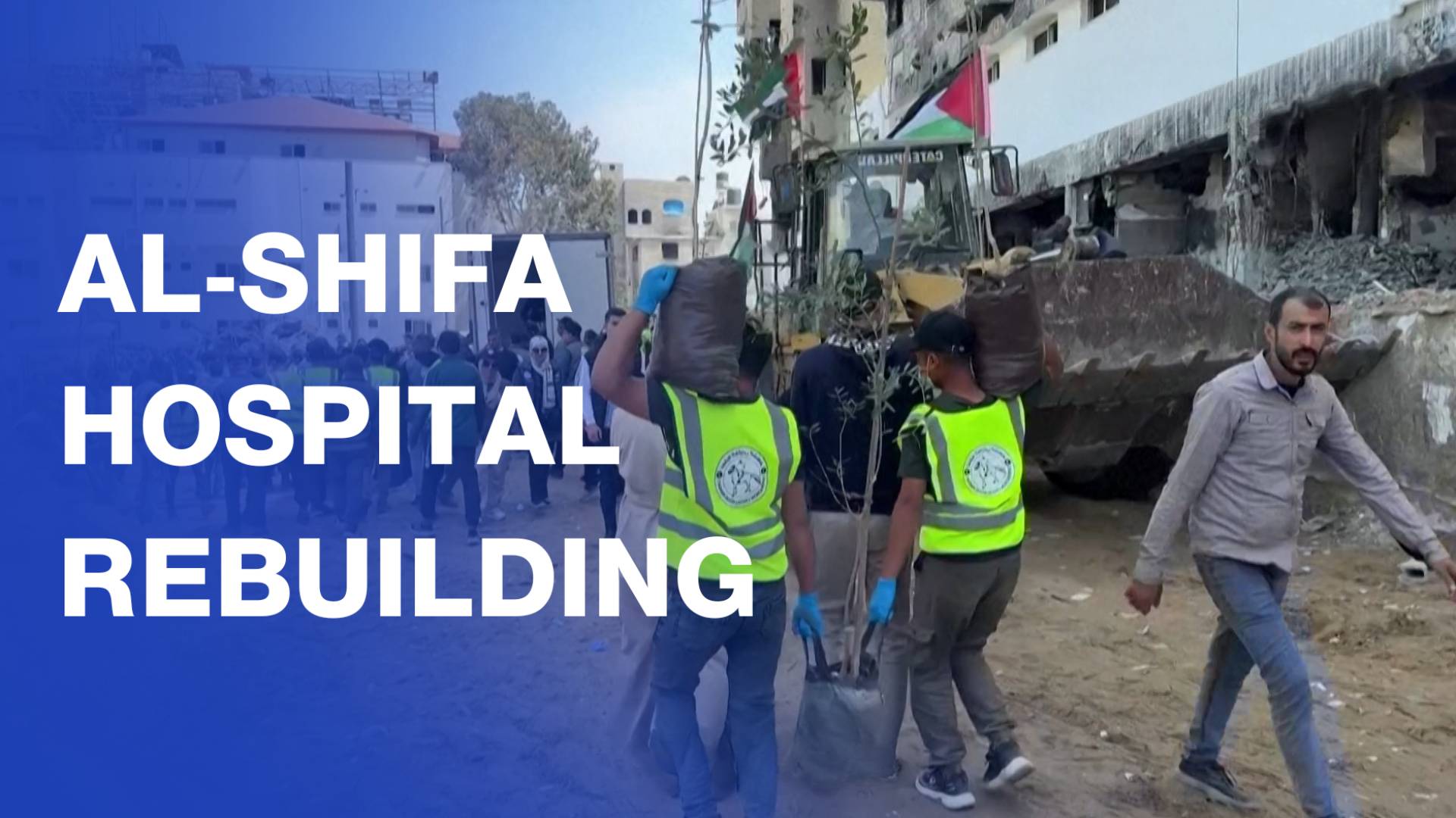 Volunteers in Gaza City cleared rubble from Al-Shifa Hospital’s