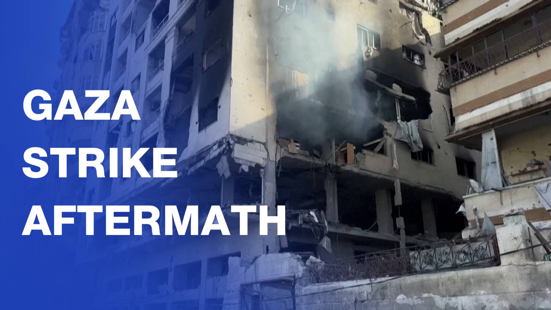 Gaza city tower left in ruins after overnight strike