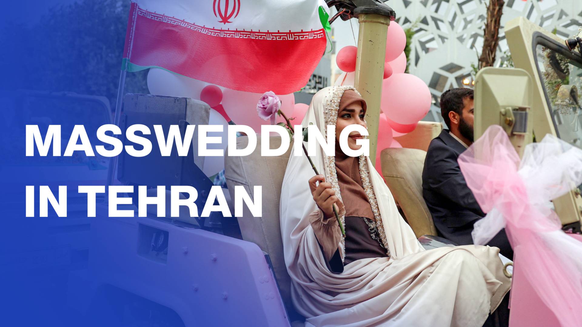 Tehran hosts mass wedding amid decorated military vehicles and missiles