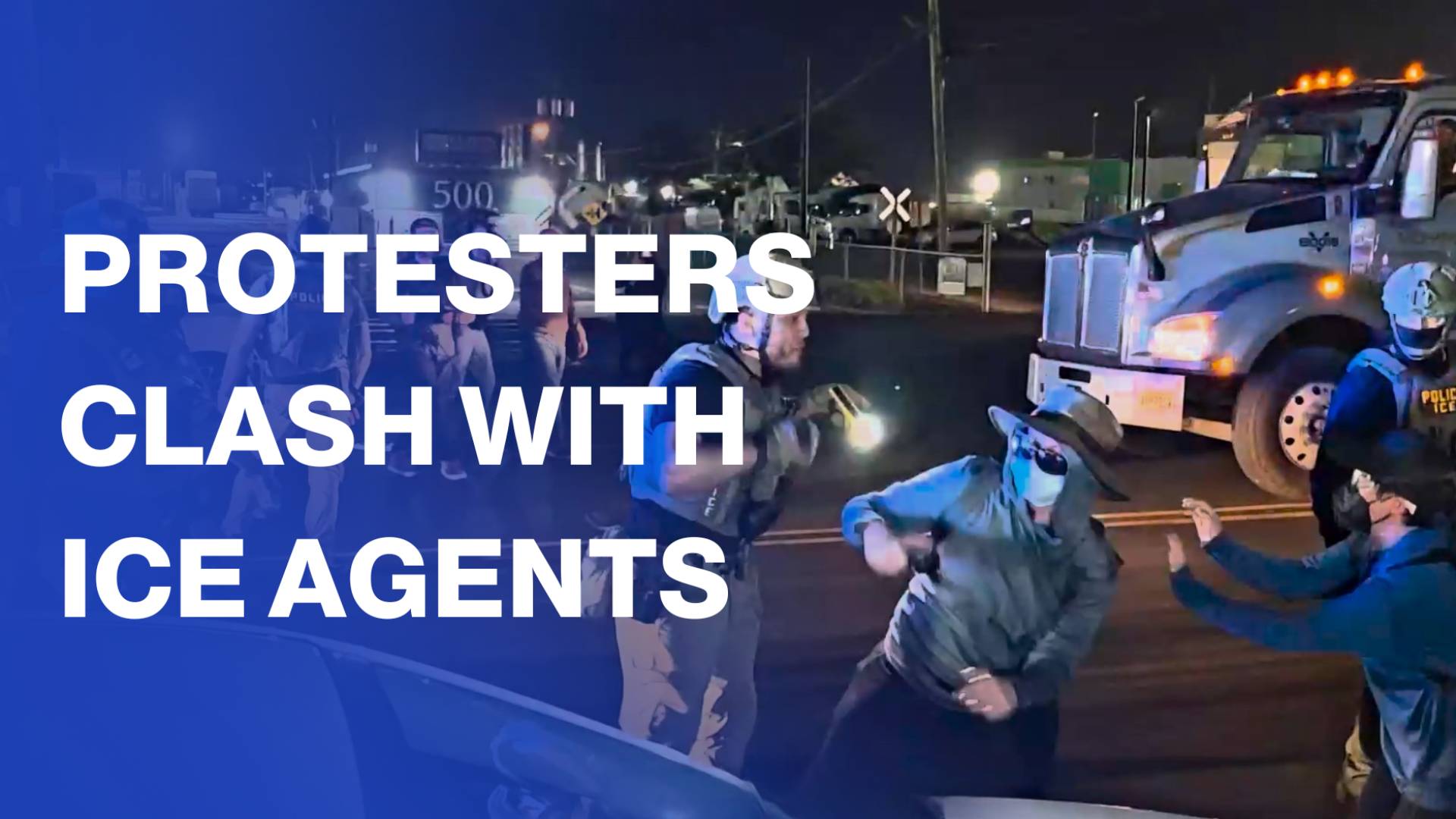 Clashes erupt between protesters and ICE Agents outside Newark Facility