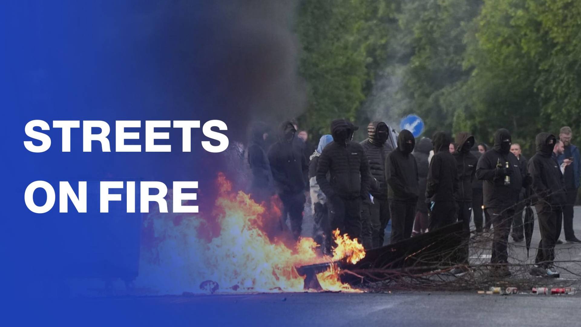 Fires in Belfast as black-clad protesters take to streets after stabbing