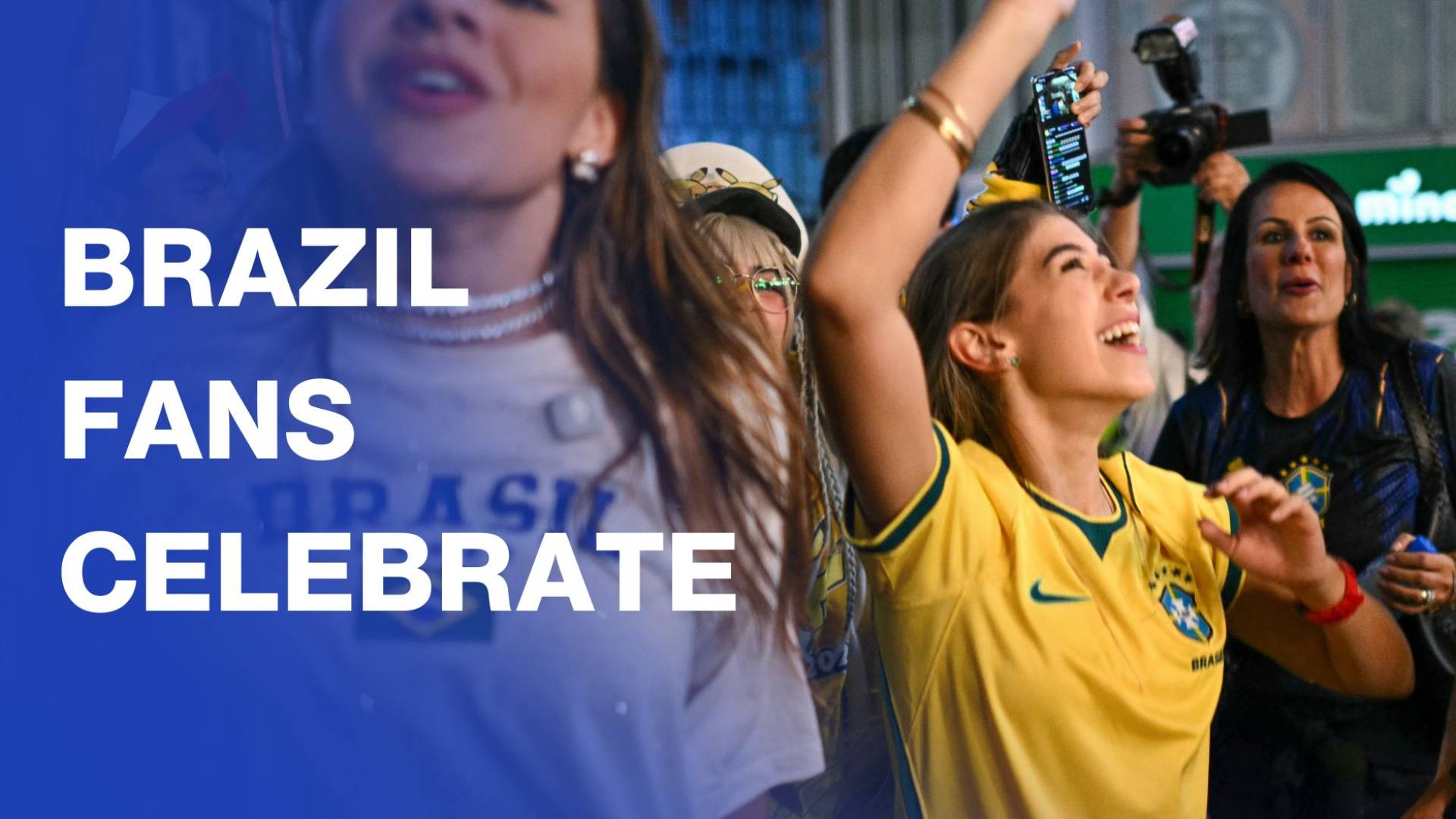 Brazil fans celebrate 2-1 victory over Japan in Rio de Janeiro