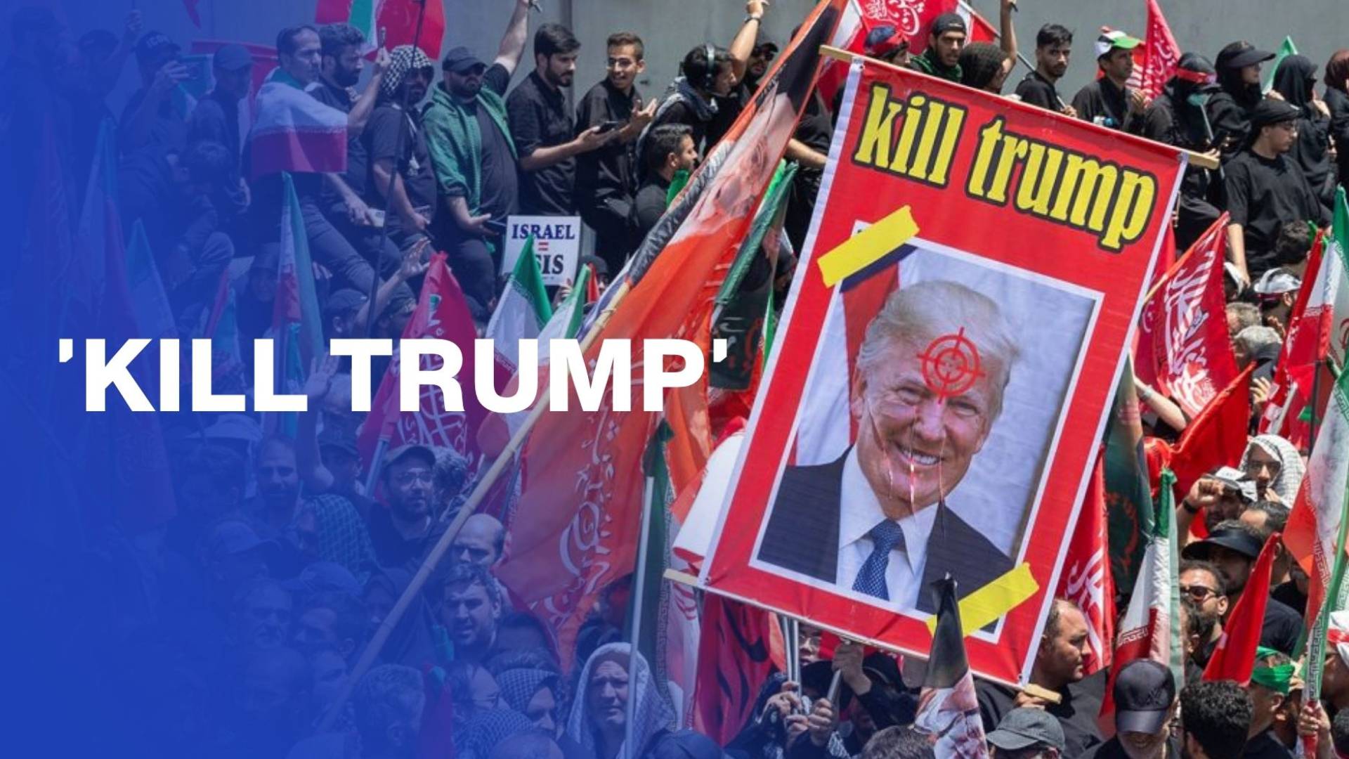 Anti-Trump bounty banner appears ahead of Khamenei funeral