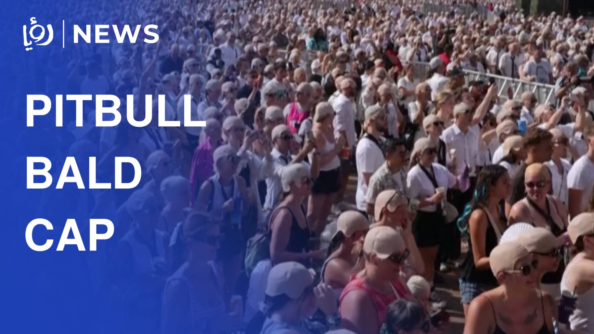 Thousands of Pitbull fans join bald cap world record attempt in London