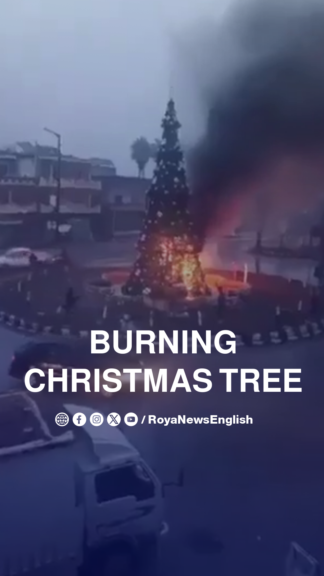 Assailants set fire to a Christmas tree in Hama